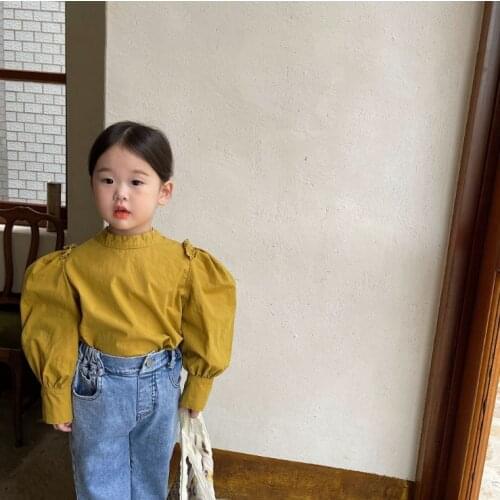 2021 new style girls shirt fashion autumn full sleeve cotton girls blouse 1-7 years WU210