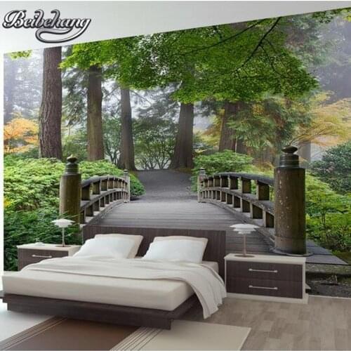Beibehang 3D wallpaper custom 3D stereo bridge forest landscape background painting wall photo wallpaper papel de parede
