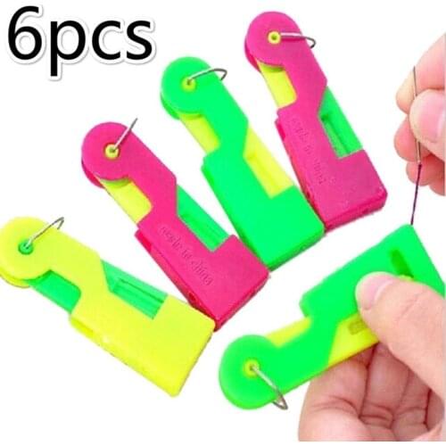 6pcs/lot Automatic Needle Threader Device Thread Machine Punch Needle Craft Hand Guide Tools Supplie Color Random