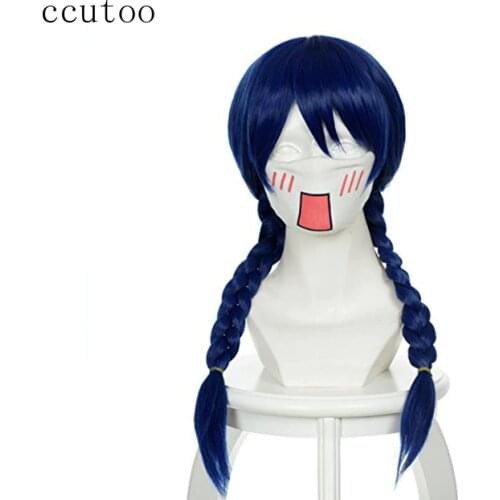 Ccutoo 20" Females Blue Braid Straight Synthetic Hair Shokugeki no Soma Megumi Tadokoro Cosplay Full Wig Heat Resistance fiber
