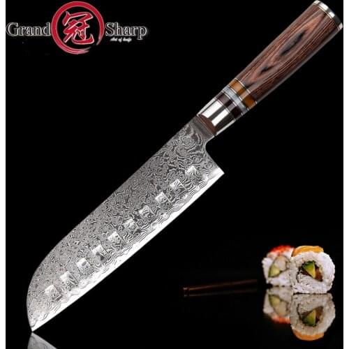 Damascus Kitchen Knife Santoku Knives Japanese Damascus vg10 Steel 67 Layers Professional Kitchen Knives Chefs Cooking Tools