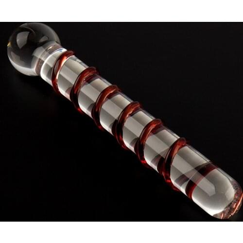 Erotic 8.5'' Crystal Pyrex Glass Dildo Swirl Big Penis Anal Beads Butt Plug G Spot Dick Adult Sex Toys for Woman Sex Products