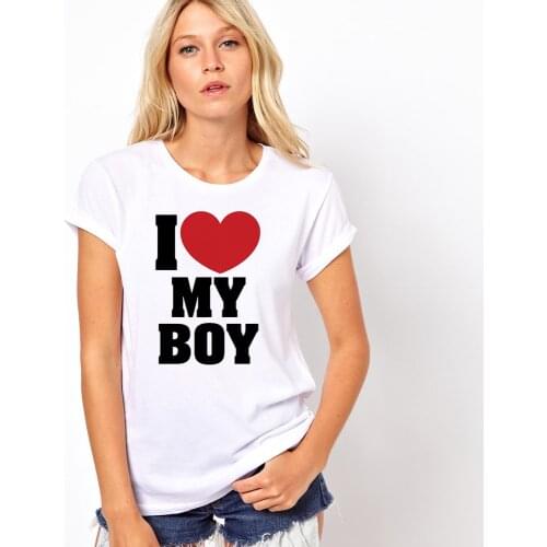 I Love My Girl I Love My Boy Couple Short Sleeves T Shirt Summer Top Chic Couple Clothes Harajuku Women Men Matching T-shirts