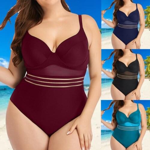 Swimwear Push Up Solid Color One-piece Mesh Hollow Backless Women Swimsuit for Beachwear Summer Water Sports