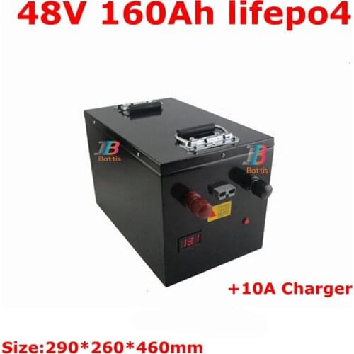 Lithium 48v 160AH lifepo4 battery BMS 16S for 4800W tricycle golf cart Solar energy storage scooter inverter + 10A charger