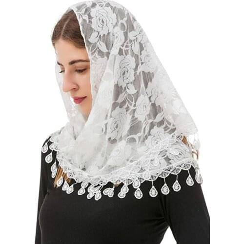 Fashion Lace Mantilla Bride Wedding Veil Catholic Veil Short Church Bridal Veil Flower Hip Lace Edge Hair Accessories