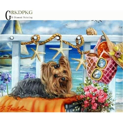 DIY diamond painting full drill square diamond embroidery Cross stitch pictures of rhinestones Wedding decoration dog starfish