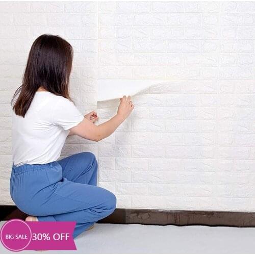 3D Brick Wall Stickers Living Waterproof Foam Room Bedroom DIY Adhesive Wallpaper Art 77*70 cm home Wall Decals
