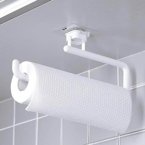 Kitchen Paper Towel Holder No Perforation Stainless Steel Wall Mounted Storage Rack Easy To Extract Roll Tissue Organizer Shelf