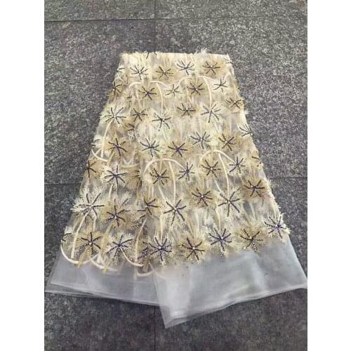 New and Unique African velvet Lace fabric African organza lace African sequince lace fabric with beads BZL-65120