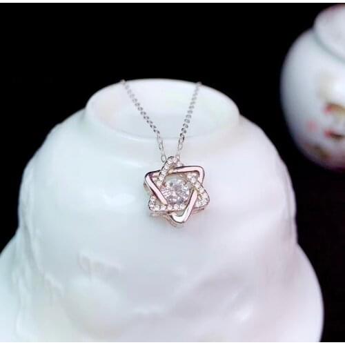 2020 newest pouring shiny moissanite necklace 925 sterling silver birthday gift 5x5mm gem size women lucky necklace