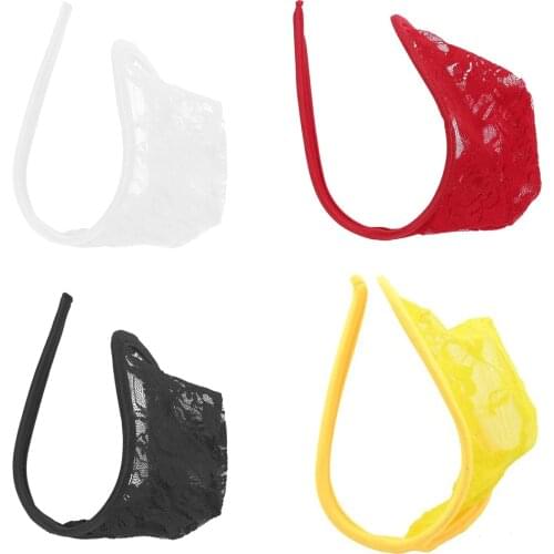 New Sexy Men C String Underwear Bikini T Back G String Thong Invisible Lace Brief Seamless Sexy Transparent Underwear