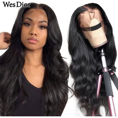 Brazilian Body Wave Frontal Wig With Baby Hair 13x4 Lace Front Human Hair Wigs For Black Women Pre-Plucked Remy 4x4 Closure Wigs