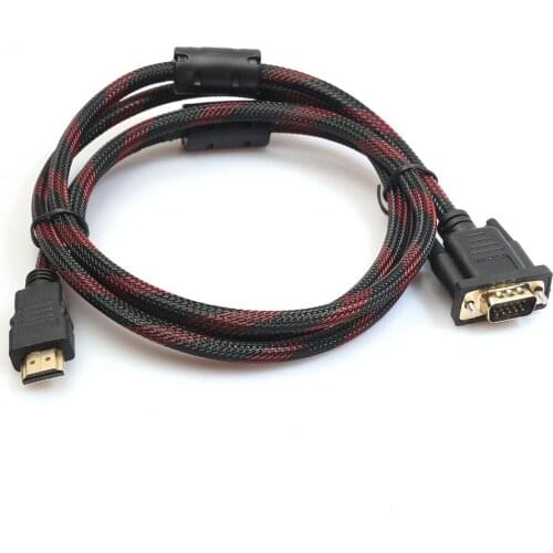 HDMI to VGA with Mesh Belt Ring Full HD 1080P HDMI Male to 15 Pin VGA Connector Adapter Converter Cable for HDTV Adapter Cable