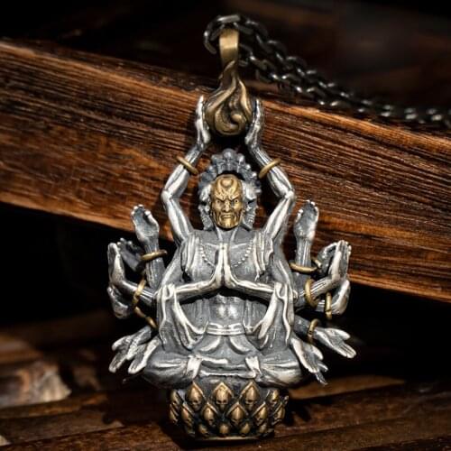 New Eight Patron Saint Buddha Pendants Men and Women Retro Silver Necklaces Pendant Day Tathagata Buddha Jewelry Accessories