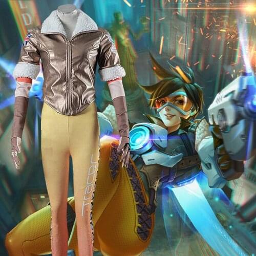 Popular Game OW Cosplay Lena Oxton Tracer Suit Soldier 76 Tracer Cosplay Costume Halloween Costumes for Women Kids Custom Made