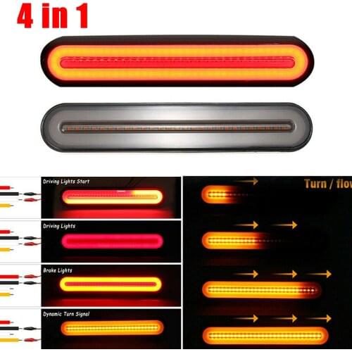 2pcs 100 LED 4-in-1 Car Turn Signal Light Flow Braking Rear Lamps Flowing Stop Lights Waterproof 12V Bulb For Truck Trailer