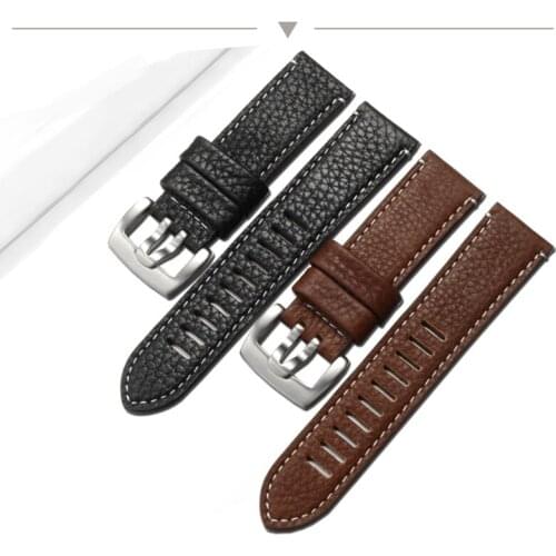 Watch accessories leather strap for Lumei 1861 1807 1809 1927 buckle 23mm mens black outdoor sports strap