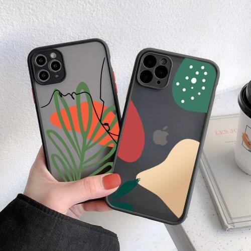 For iPhone 12 11 Pro Max SE 2020 XR X XS Max 8 7Plus Silicone Frame Anti shock Matte Printing Phone Case Clear Hard TPU PC Cover