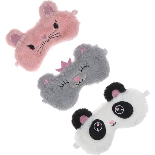 Cute Plush Eye Mask Girl Toy Suitable For Travel Panda Eye Mask Women Plush Animal Mouse Bear Eye Cover Home Party Eyeshade
