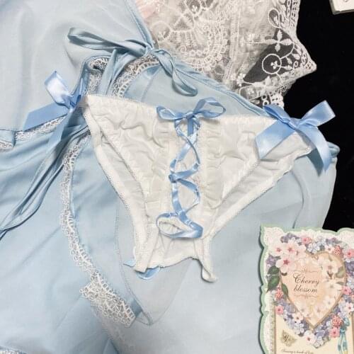 Cute Milk Silk Empty Crotch Strap Free Size Hollow Low Waist Bowknot Underwear