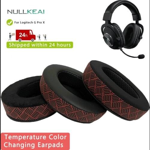 NULLKEAI Replacement Earpads For Logitech G Pro X Headphones Temperature Color Change Earpads Earmuff