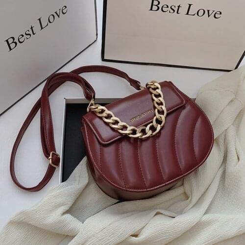 Crossbody Bags for Women Leather Retro Messenger Bags Sac A Main Female Chain Leather Shoulder Bag Vintage Handbag High Qaulity