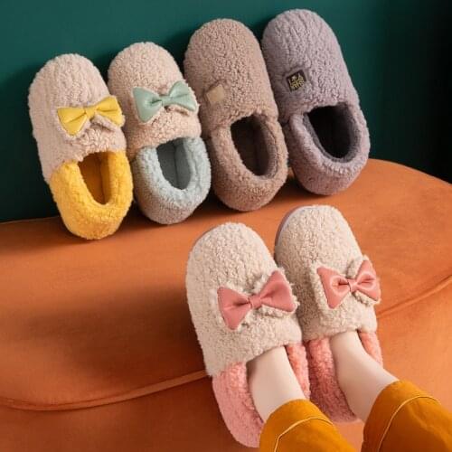 Autumn Winter Female Cotton Shoes Cute Plush Indoor Lovers Slippers Fashion Warm Soft Home Slippers For Women
