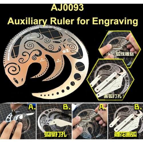 AJ0093 Gundam Model Tool Carved Texture of The Body Perforation To Draw A Circle Engraving Ruler Stainless Steel