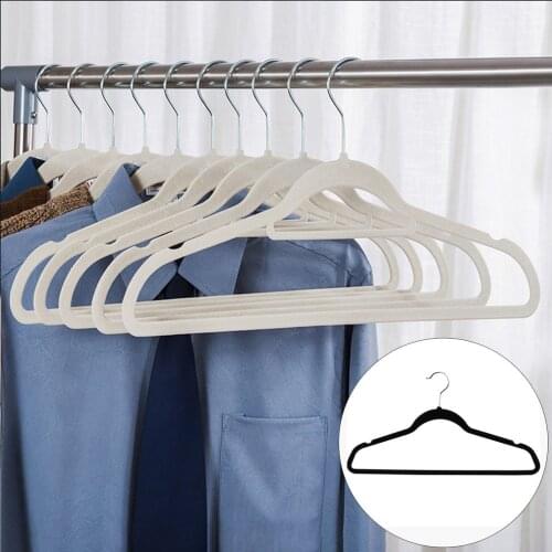 Ultra-thin Velvet Non-slip Hanger Women Men Natural Finish Drying Rack Durable Metal Structure Hanger