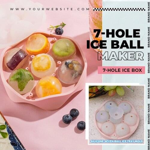 7-Hole Ice Ball Maker 7-Hole Ice Box Whiskey Maker Round Ice Hockey Mold Silicone Ice Ball Maker Mold Kitchen Tool Dropshipping