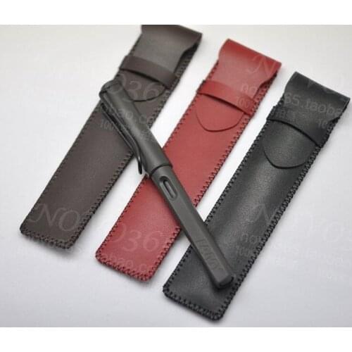 Vintage Leather Pencil Black Pouch Holder Pen Case Bag Large Capacity Simple Fountain Pens Storage Stationery Gift