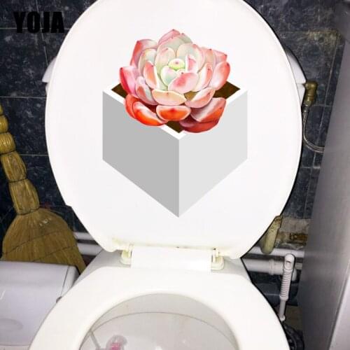 YOJA 16.9*22.1CM Cute Plant Flesh Home Wall Decor Creative Cartoon Bathroom Toilet Sticker T1-1245