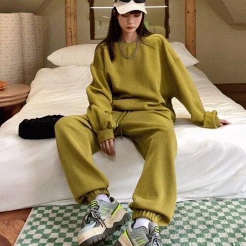 Women Sweatershirt Wide-leg Pants 3 Piece Sets Fall/winter 2021 New Casual Sportsuiats Woman Korean Hoodies Suits Tracksuits