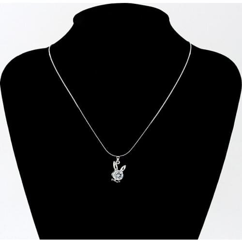 New Release Pendant Necklace Light Imitation Pearl Women Necklace Animal Rabbit Rhinestone Necklace