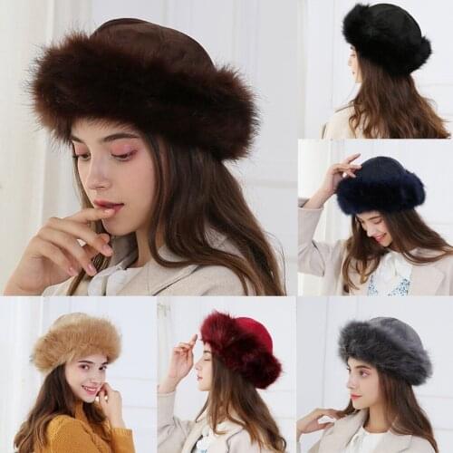 Winter Faux Fur Hats Fashion Women Winter Beanies Mongolian Hat Solid Thick Warm Solid Earmuffs Woollen vintage Hat шапка кепка