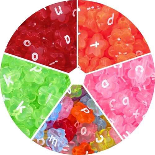 100pcs/lot Mixed Acrylic Flower Beads Digital Letter Seed Spacer Beads for Kids Bracelets Necklaces DIY Jewelry Making Findings