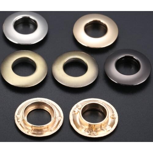 2Pairs 4Pcs Grommet Eyelet Metal Ring Buckle Screw Bag Clasp Handbag Belt Strap Dog Chain Black OD27mm/IN13mm