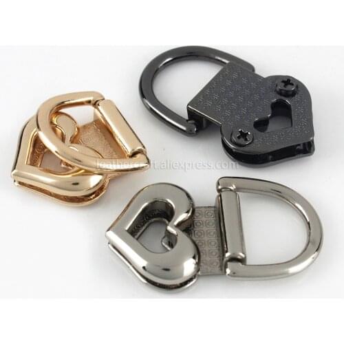 2pcs Metal Bag Side Anchor Gusset Hanger Clamps Heart Shape Bag Side Edge Anchor Link Hardware with D Rings for Bag Purse