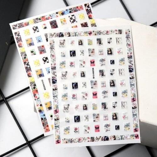 2020 DIY 3D Nail Art Sticker Adhesive Sticker Decals Tool Square Shape Butterfly People Image Nail Art Tattoo Decoration Z0334