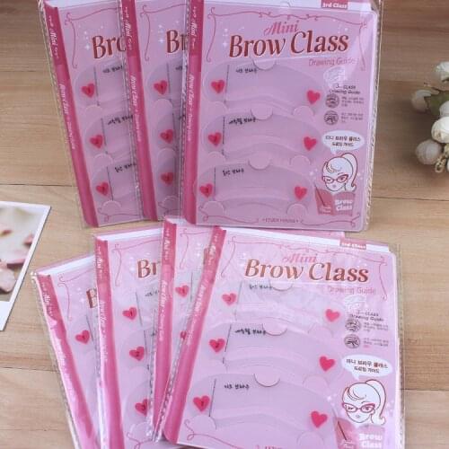 24pcs/lot Mini Brow Class Eyebrow Stencils Reusable Eyebrow Drawing Guide Card Brow Template (3PCS/PACK, 8 PACKS/LOT)