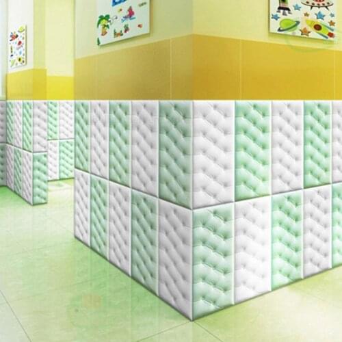 3D Wall Stickers Wallpaper Self-adhesive 4MM Tatami Anti-collision Wall Mat Pad Kids Bedroom Living Room Soft Foam Cushion