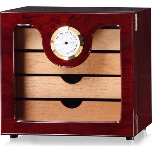 LUXFO 4 Layers Cigar Humidor Box cedar Wood Lined Hygrometer Humidifier Smoking Cigar Accessories Gifts