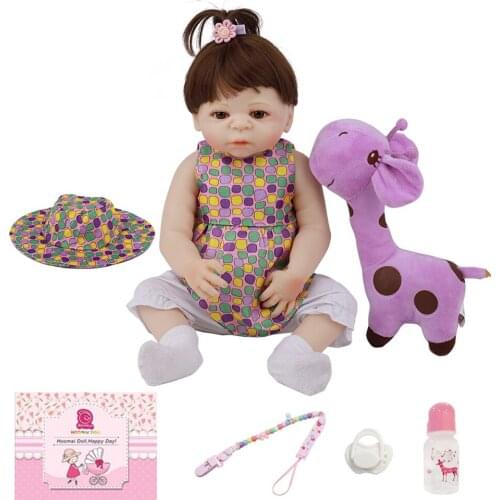 48CM Lifelike Reborn Girl Doll Full Silicone Vinyl Body 18 Inch Fashion Realistic Newborn Baby For Childrens Day Gifts Present