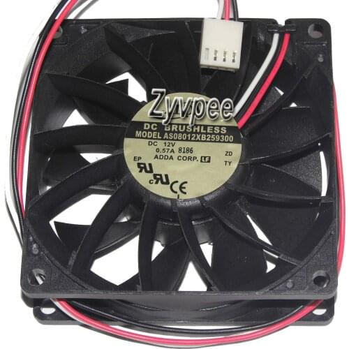 ADDA 80*25MM AS08012XB259300 12V 0.57A 3 Wires 8CM case fan server axial cooler