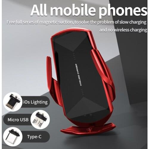 Q2 Car Wireless Charger Auto Magnetic Fast Charging Infrared Induction Switch Phone Holder with 3 Magnetic Heads for All Phones