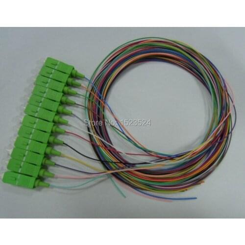 Free Shipping 2pcs/lot 12 Cores 12F SC APC 1.5M Singlemode SC/APC Fiber Optic Pigtail