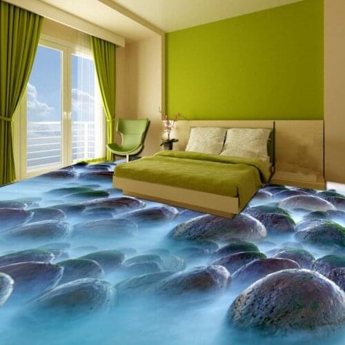 Free Shipping custom 3D stone floor clouds beach flooring painting wallpaper lobby bookstore store waterproof floor mural