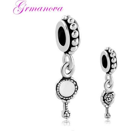 Rose Magic Mirror Dangle Pendant Charms Charm Beads DIY Accessories Jewelry Amulet Fit Pandora Bracelet Necklace