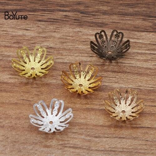 BoYuTe 200 Pcs 14MM Filigree Metal Brass Flower Bead Caps Diy Jewelry Materials